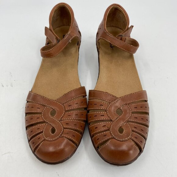 Clarks Brown Leather Kitten Heel Sandals | Size 10 - Picture 4 of 8